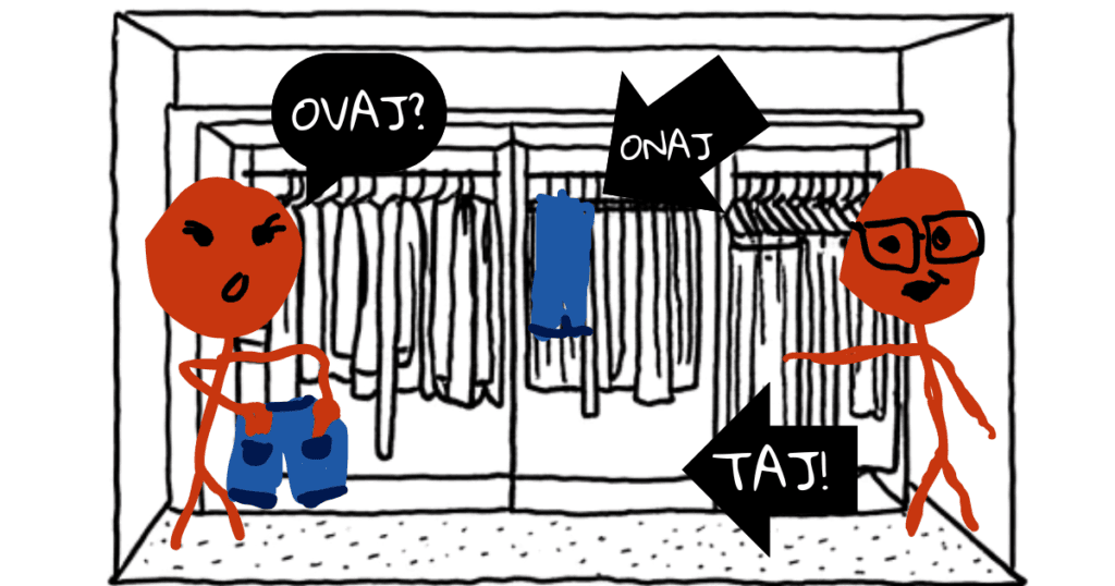 ovaj, taj, onaj, Bosnian demonstrative pronouns